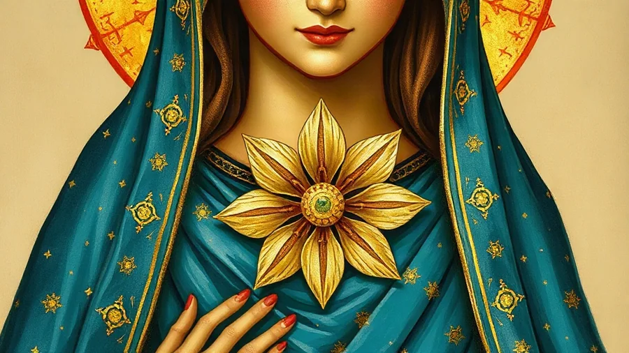 Rezo del Santo Rosario con collar sagrado guadalupano