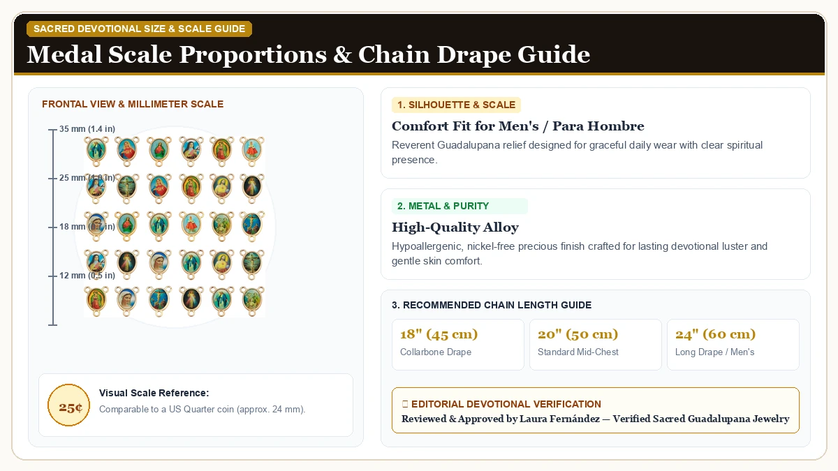 Size and millimeter scale measurement infographic: 100Pcs Rosary Centerpiece Parts Small Alloy Double in Hypoallergenic Metal Alloy with chain drape guide