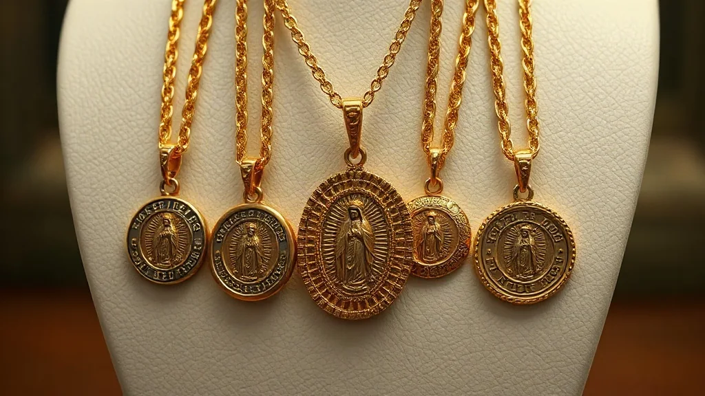 Tipos de cadenas religiosas para collares de la Virgen de Guadalupe: Figaro, Cubana y Cuerda
